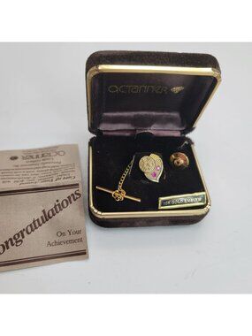 10k Yellow Gold Service Pin Tie Tack with Rubies SCPH Logo Lapel Pin DH760
